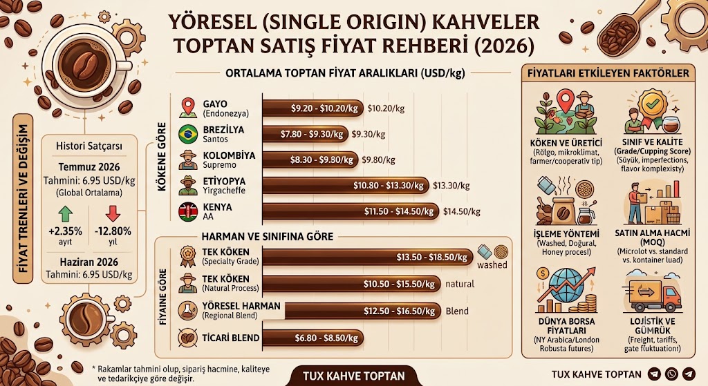 Yöresel (Single Origin) kahveler toptan satış fiyatı nedir?