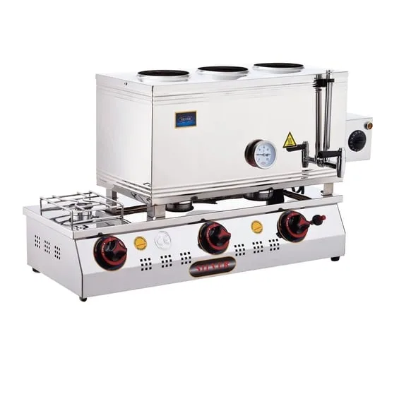 Işıkgaz Silver 2101-D 3 Demlikli Çay Kazanı, Doğalgaz + Elektrikli, 40 Litre