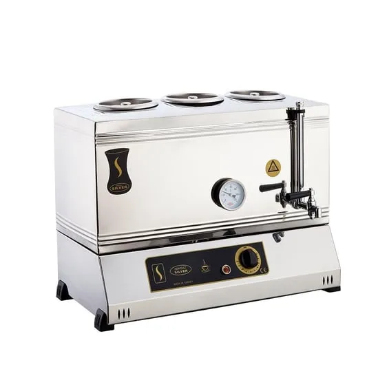 Işıkgaz Silver 2122 Elektrikli Çay Kazanı, 40 Litre, 3 Demlikli