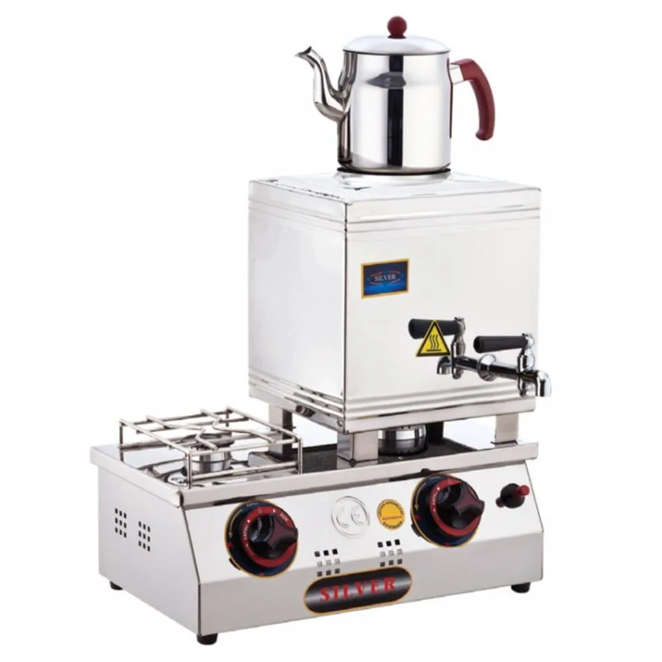 Işıkgaz Silverinox 15’lik Doğalgazlı Çift Tabanlı Çay Kazanı 2064-D, 1 Demlikli