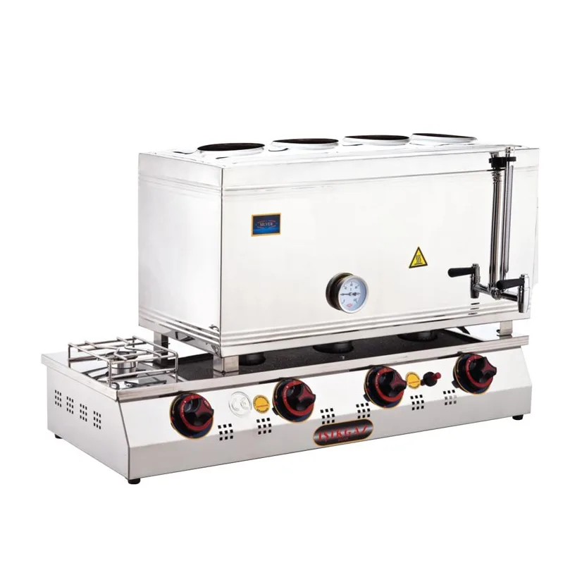 Işıkgaz Silverinox 4 Demlikli Çay Ocağı 2067, Çift Taban, LPG’li, 58 Litre