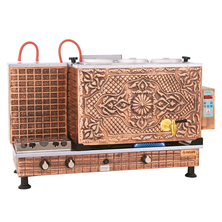 Meşale Antik Bakır Dijital Full Otomatik 3 Demlikli Çay Ocağı