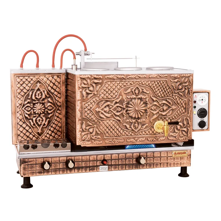 Meşale Antik Bakır Klasik Full Otomatik 3 Demlikli Çay Ocağı