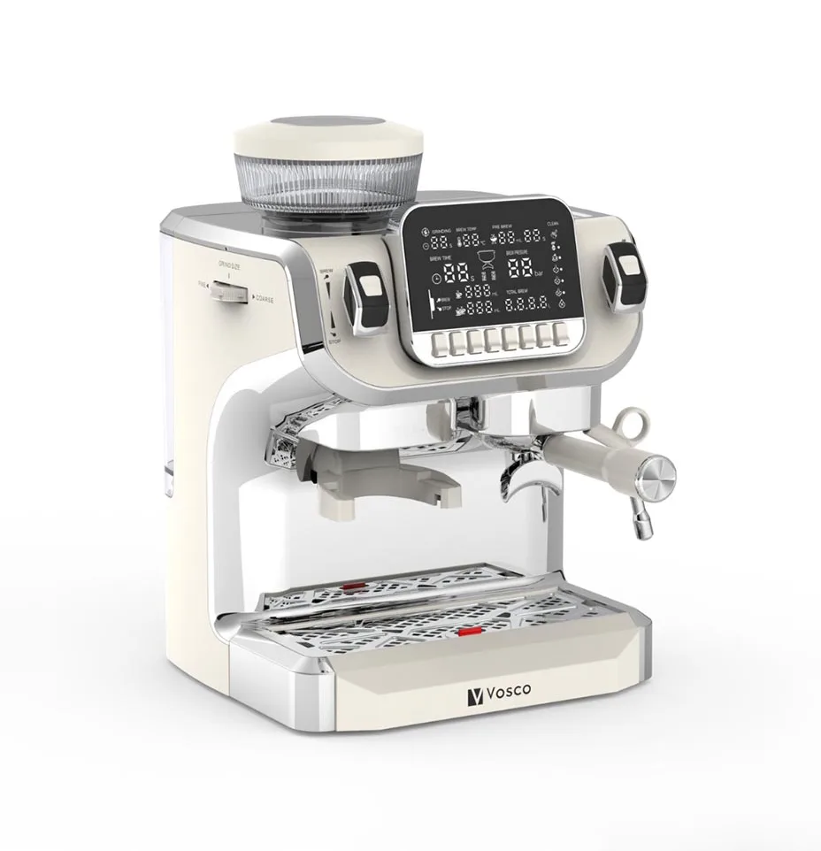 Vosco VST-520ECB Pro Kahve Makinesi ve Kahve Değirmeni – Beyaz